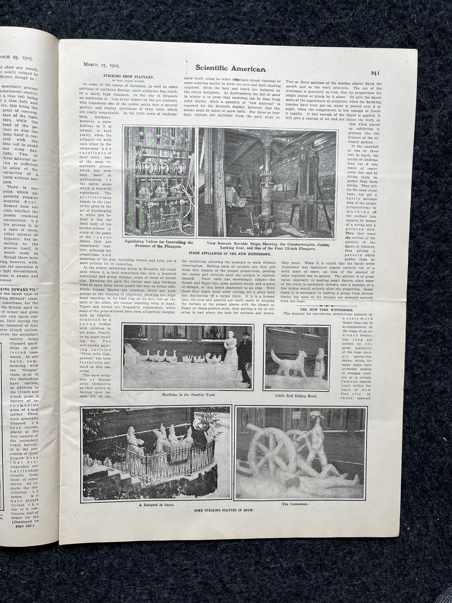 1905 NYC Hippodrome, Broadway Memorabilia , New York City NYC Memorabilia, Scientific America Newspaper, Science Education Wall Decor Gifts,