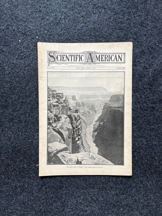 1904 Grand Canyon National Park recieves Protection, US National Parks Memorabilia, Scientific America Newspaper, Science Education Wall l