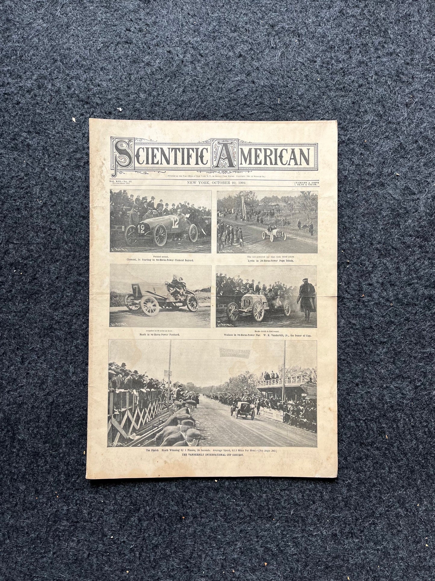 1905 Vanderbilt Raceway Automotive Memorabilia, Car Gifts, Scientific America Newspaper, Science Education Wall Decor Gifts,