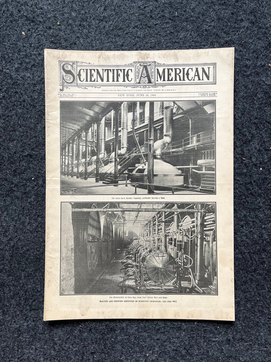 1905 Vintage Brewing Brewery Decor, Beer Gifts, Whiskey Gifts Decor, Microbrew Gifts, Scientific America Newspaper, Science Education Gift
