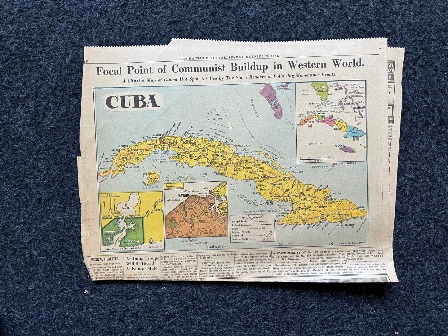 1962 Cold War Cuban Missile Crisis - Russian Warships Travel To Cuba - US Blockade - Vintage Original Newspaper - Red Scare USSR Soviet Unio
