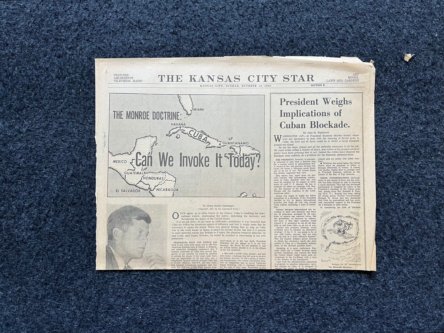 1962 Cold War Cuban Missile Crisis - Russian Warships Travel To Cuba - US Blockade - Vintage Original Newspaper - Red Scare USSR Soviet Unio