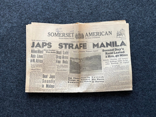 WW2 1942 Fall of Manila Philippines History and Resistance - Luzon Invasion - Vintage Newspaper Original World War 2 Memorabilia