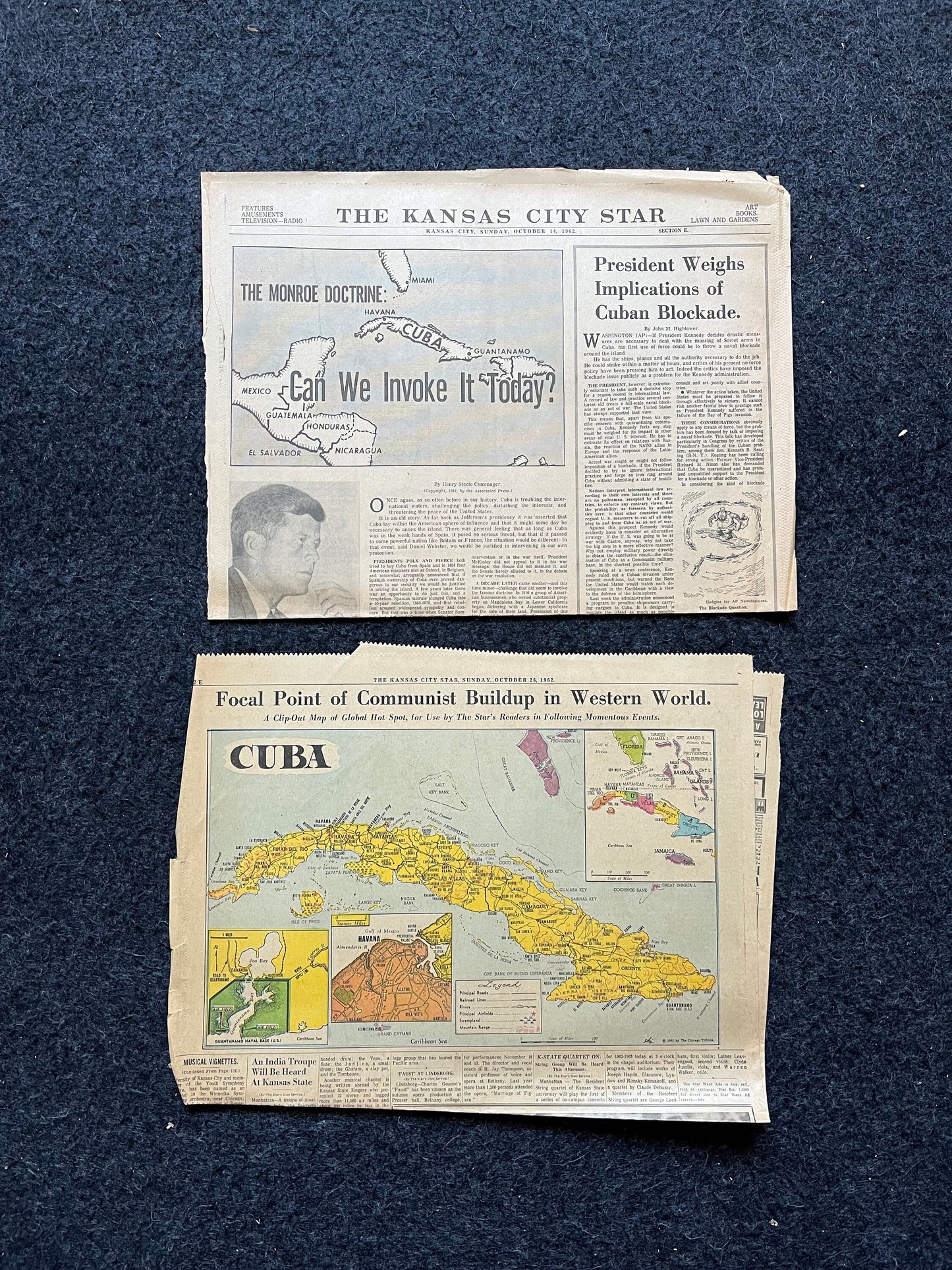 1962 Cold War Cuban Missile Crisis - Russian Warships Travel To Cuba - US Blockade - Vintage Original Newspaper - Red Scare USSR Soviet Unio