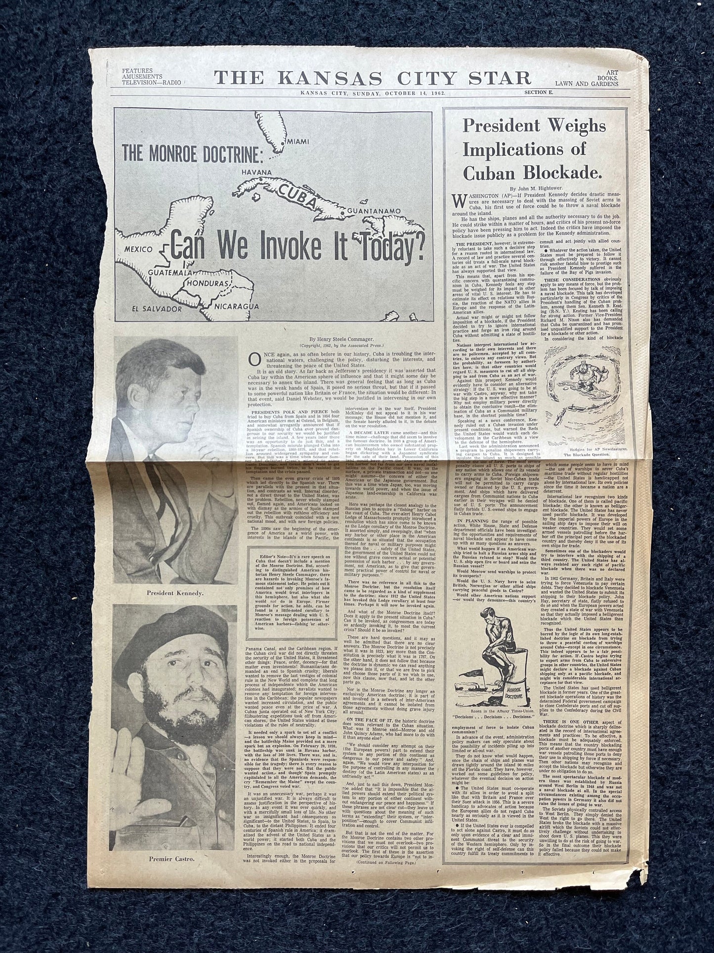 1962 Cold War Cuban Missile Crisis - Russian Warships Travel To Cuba - US Blockade - Vintage Original Newspaper - Red Scare USSR Soviet Unio