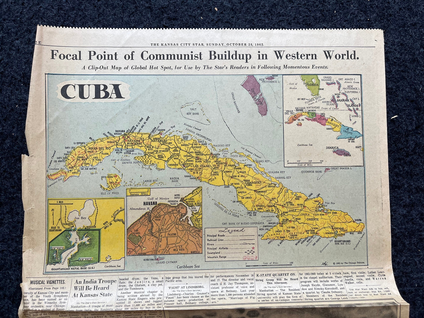 1962 Cold War Cuban Missile Crisis - Russian Warships Travel To Cuba - US Blockade - Vintage Original Newspaper - Red Scare USSR Soviet Unio