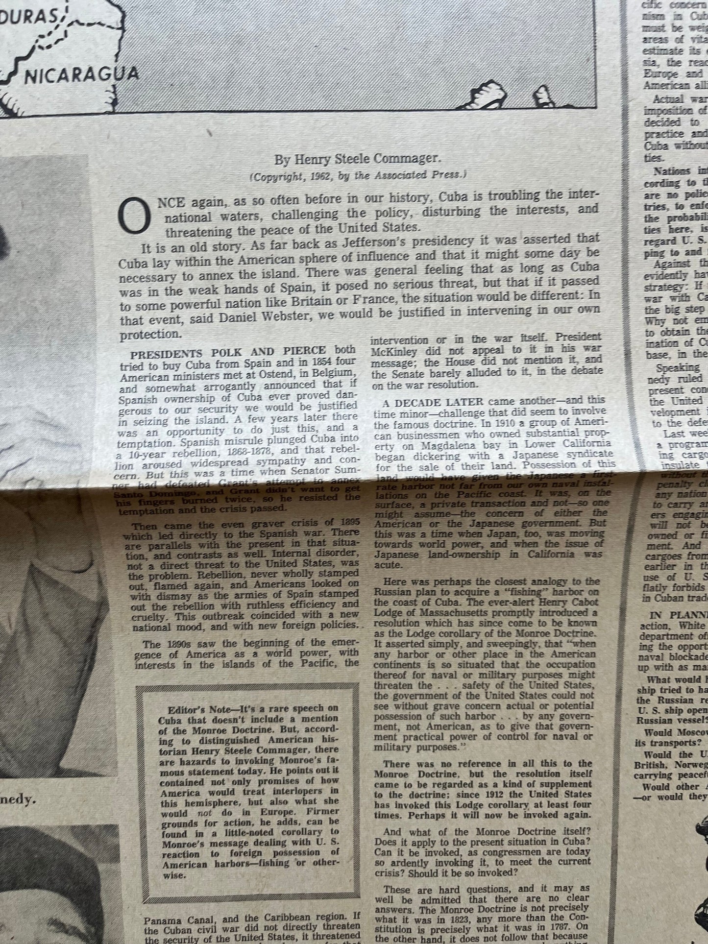 1962 Cold War Cuban Missile Crisis - Russian Warships Travel To Cuba - US Blockade - Vintage Original Newspaper - Red Scare USSR Soviet Unio