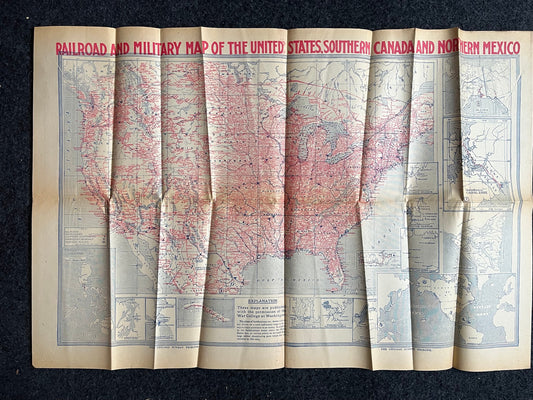 1914 American Railroad World War I Map - WWI Memorabilia and Wall Decor, Vintage Maps of Europe, Vintage Newspapers, WWI Germany Memorabilia