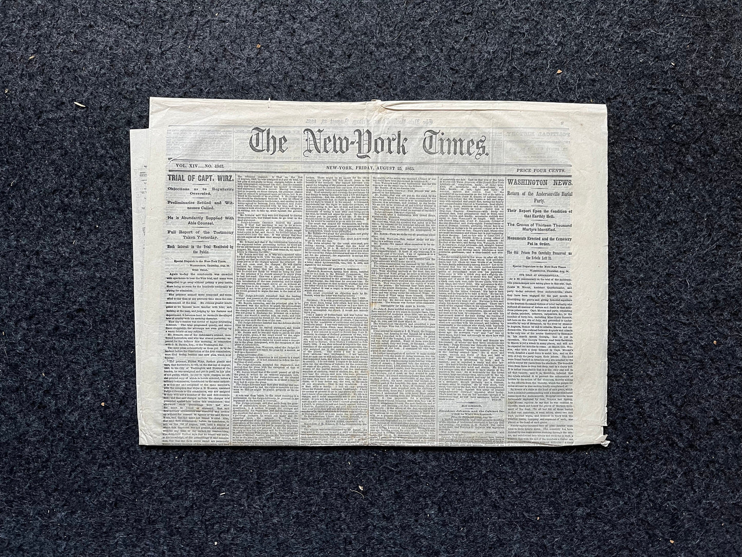 Original 1865 Trial of Captain Wirz, US Civil War Memorabilia, Military Memorabilia Gifts
