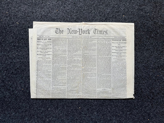 Original 1865 Trial of Captain Wirz, US Civil War Memorabilia, Military Memorabilia Gifts