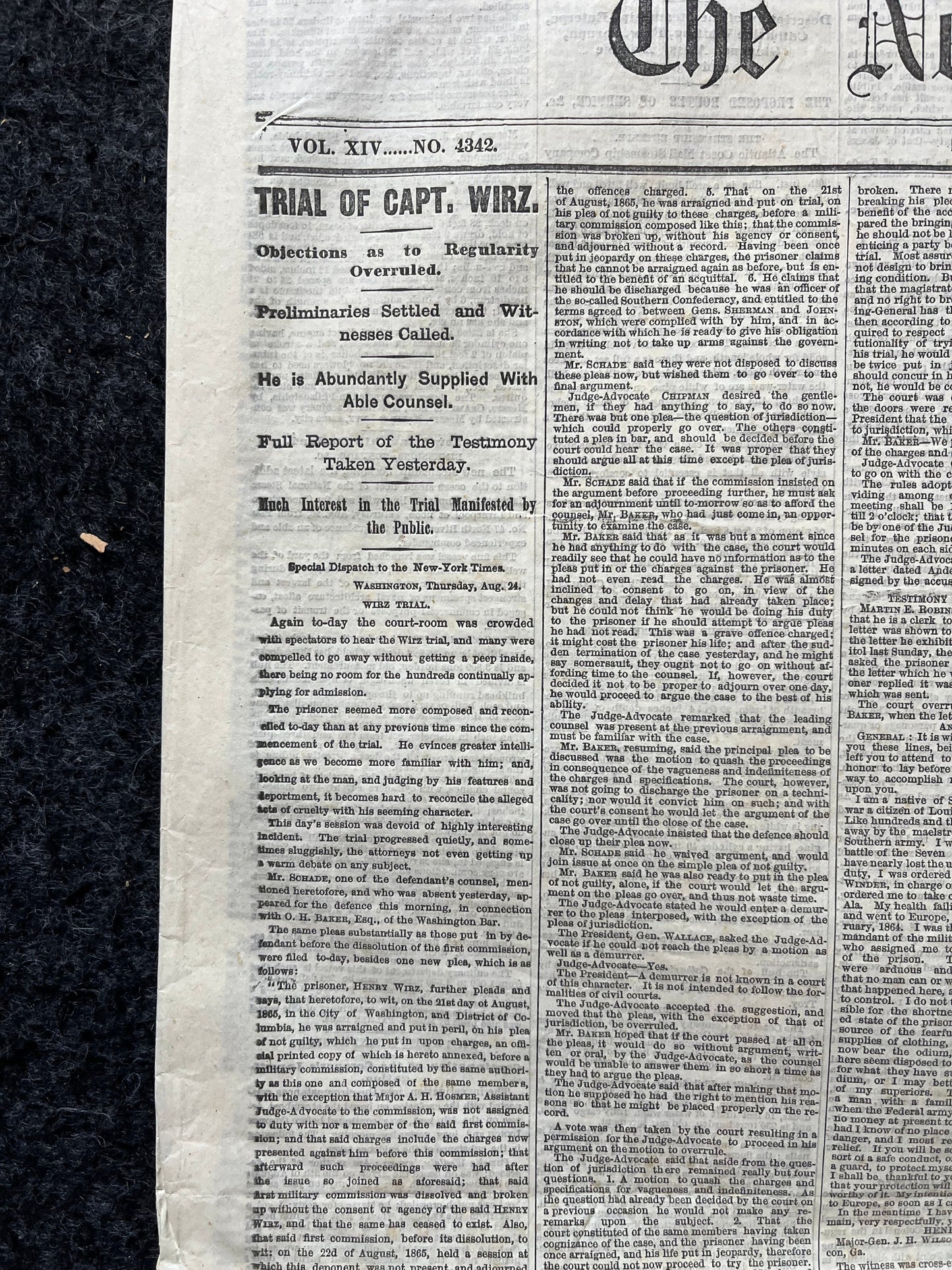Original 1865 Trial of Captain Wirz, US Civil War Memorabilia, Military Memorabilia Gifts