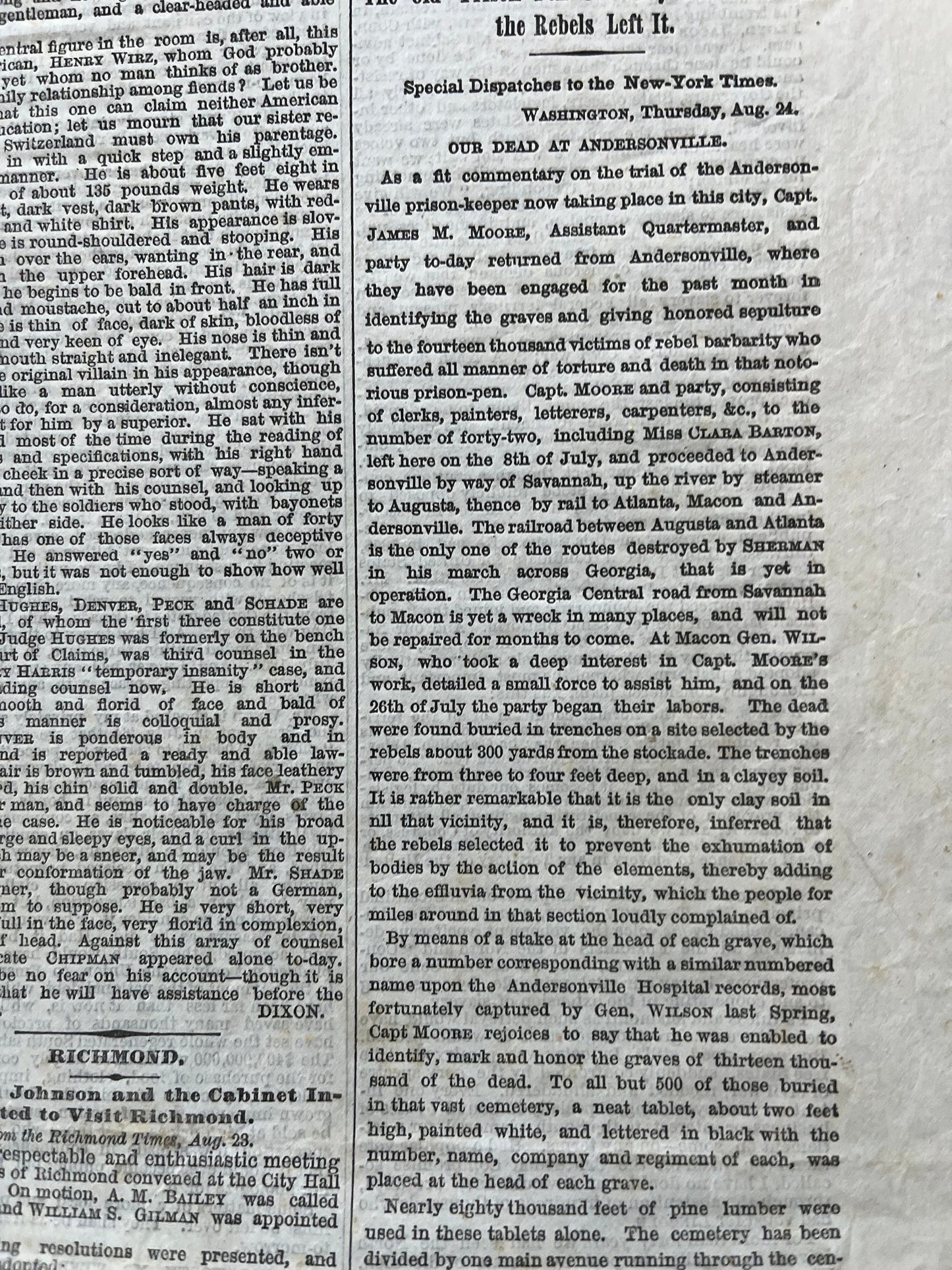 Original 1865 Trial of Captain Wirz, US Civil War Memorabilia, Military Memorabilia Gifts