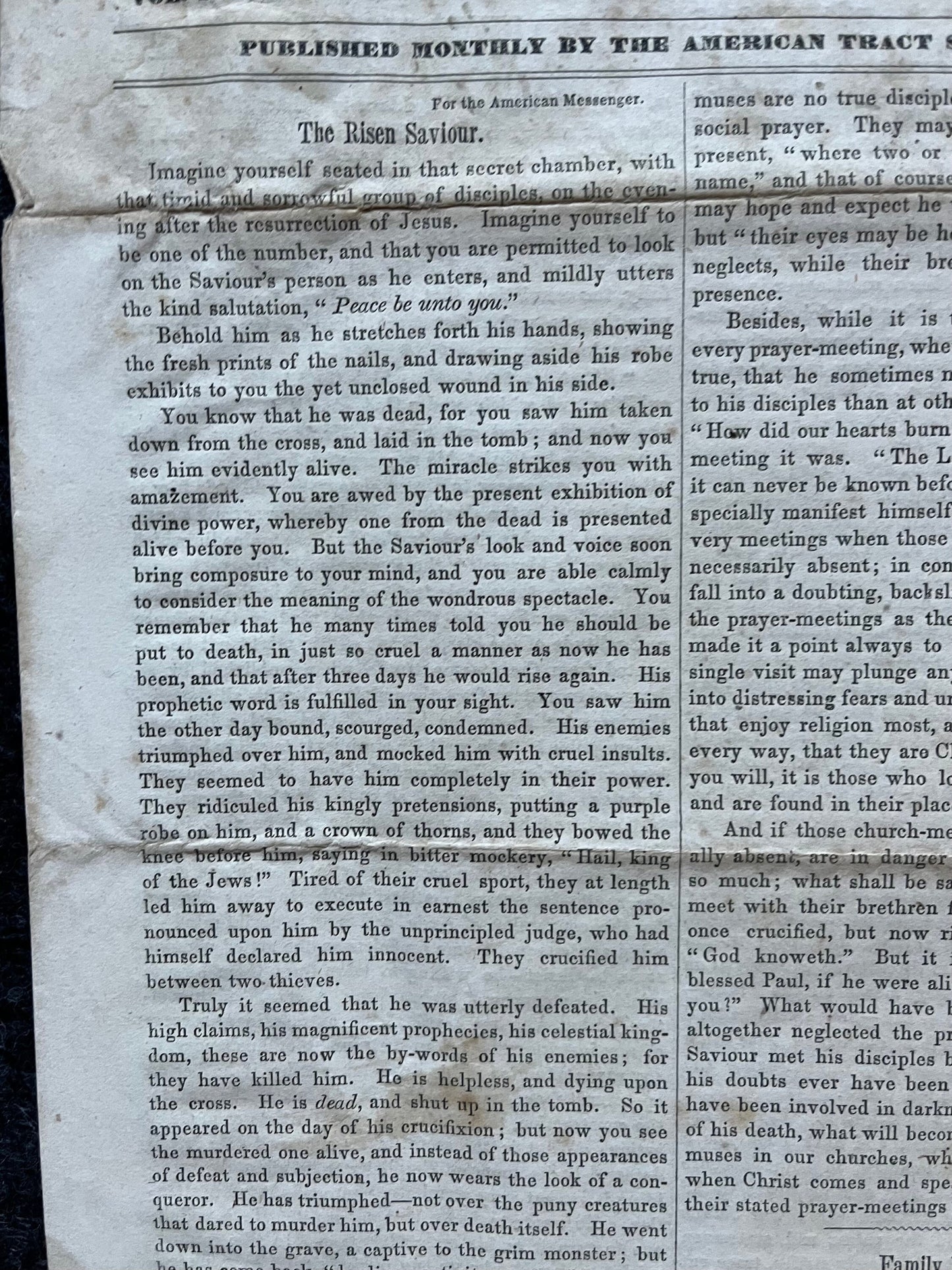 1856 Christian Religious Newspaper, Original Christian Memorabilia, Jesus Prayer and Protestant Wall Decor, Evangelical Art Decor