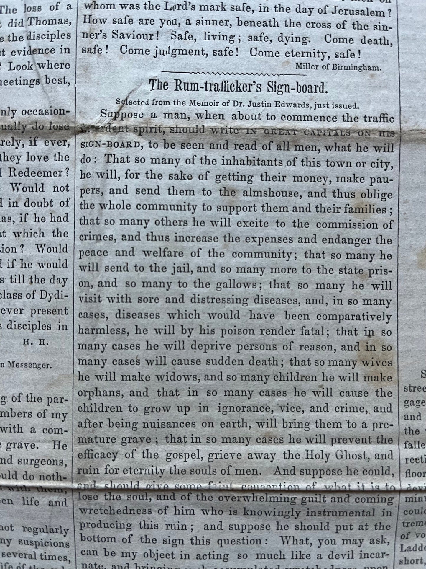 1856 Christian Religious Newspaper, Original Christian Memorabilia, Jesus Prayer and Protestant Wall Decor, Evangelical Art Decor