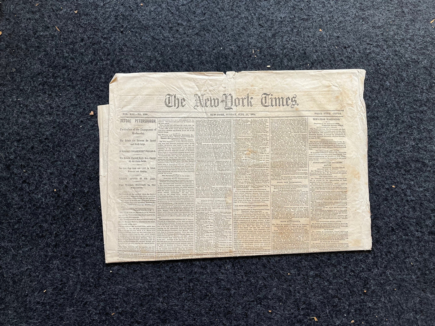 1864 Battle of Cold Harbor Virginia, Ulysses Grant and Meade Union Defeat Original Civil War Newspaper, History Memorabilia, Gifts for Dads
