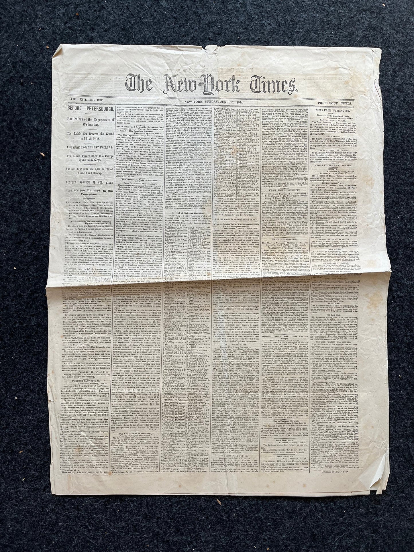 1864 Battle of Cold Harbor Virginia, Ulysses Grant and Meade Union Defeat Original Civil War Newspaper, History Memorabilia, Gifts for Dads
