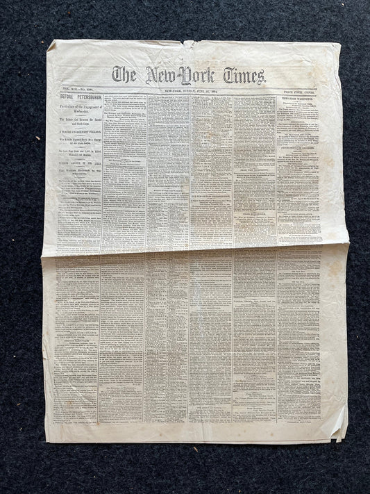 1864 Battle of Cold Harbor Virginia, Ulysses Grant and Meade Union Defeat Original Civil War Newspaper, History Memorabilia, Gifts for Dads