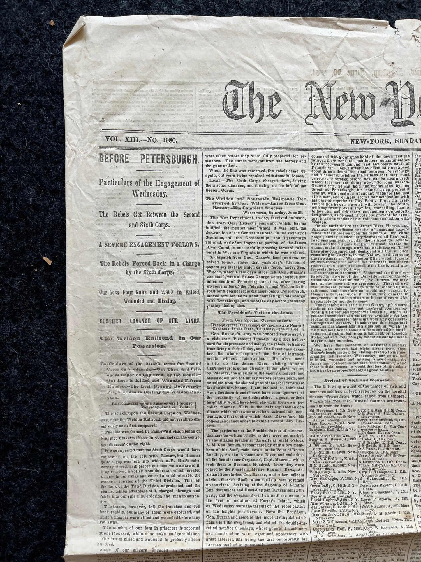 1864 Battle of Cold Harbor Virginia, Ulysses Grant and Meade Union Defeat Original Civil War Newspaper, History Memorabilia, Gifts for Dads