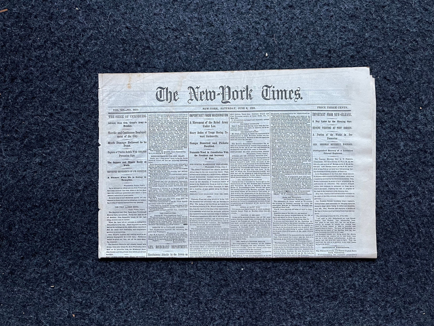 1863 Battle at Vicksburg, Ulysses S Grant Vs Lee, Civil War Map Original Newspaper, Virginia History Memorabilia, Gifts for Dads Civil War