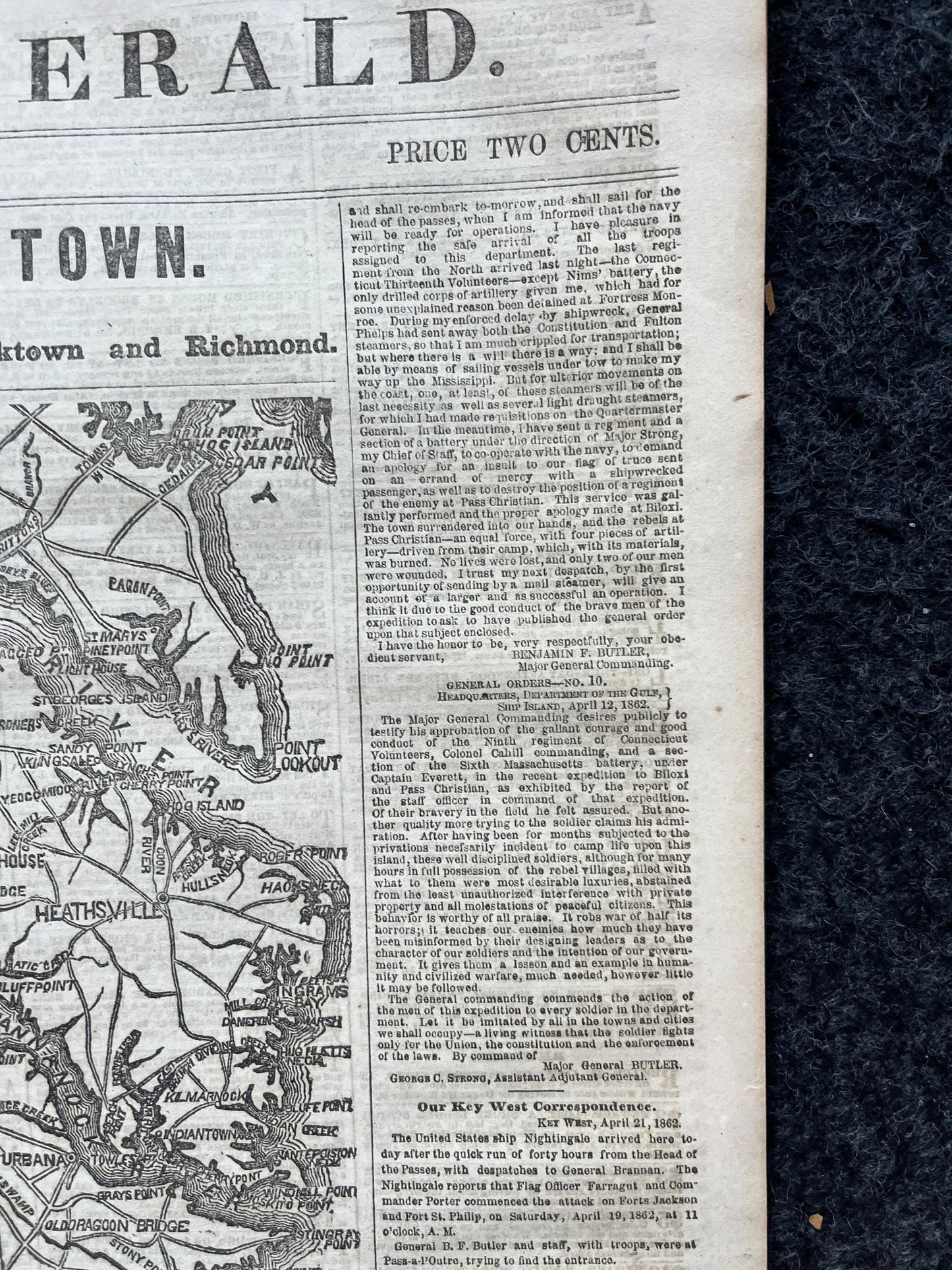 1862 Siege of Yorktown, Civil War Map Original Newspaper, Virginia History Memorabilia, Gifts for Dads Civil War Decor, Reenactment Gifts,