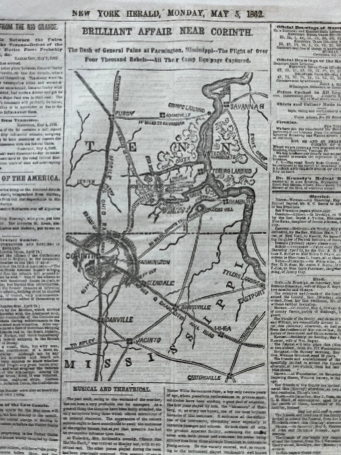 1862 Siege of Yorktown, Civil War Map Original Newspaper, Virginia History Memorabilia, Gifts for Dads Civil War Decor, Reenactment Gifts,