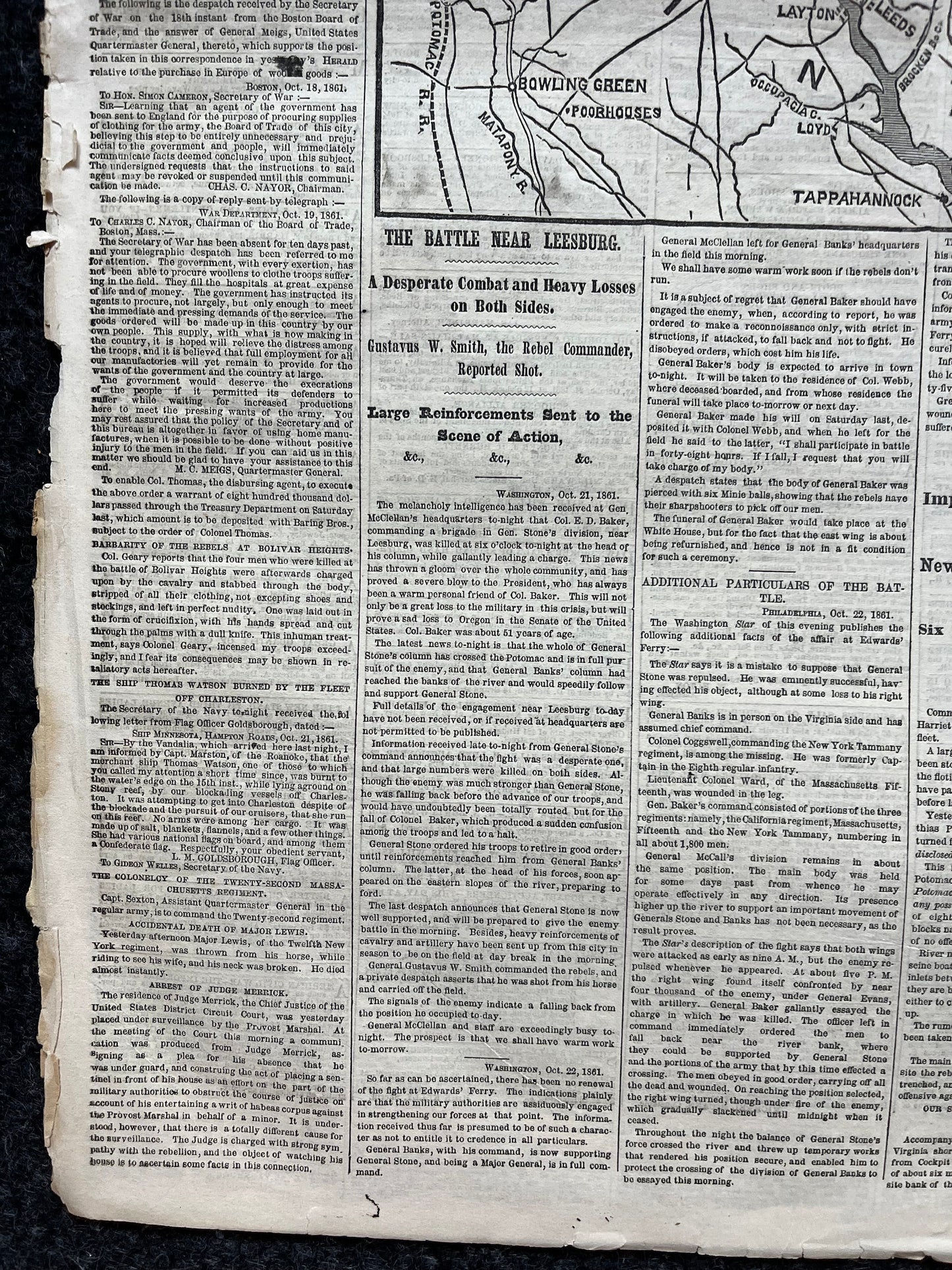 1861 Battle of Frederickton, Civil War Map Original Newspaper, Missouri History Memorabilia, Gifts for Dads Civil War Decor, Reenactment Gi