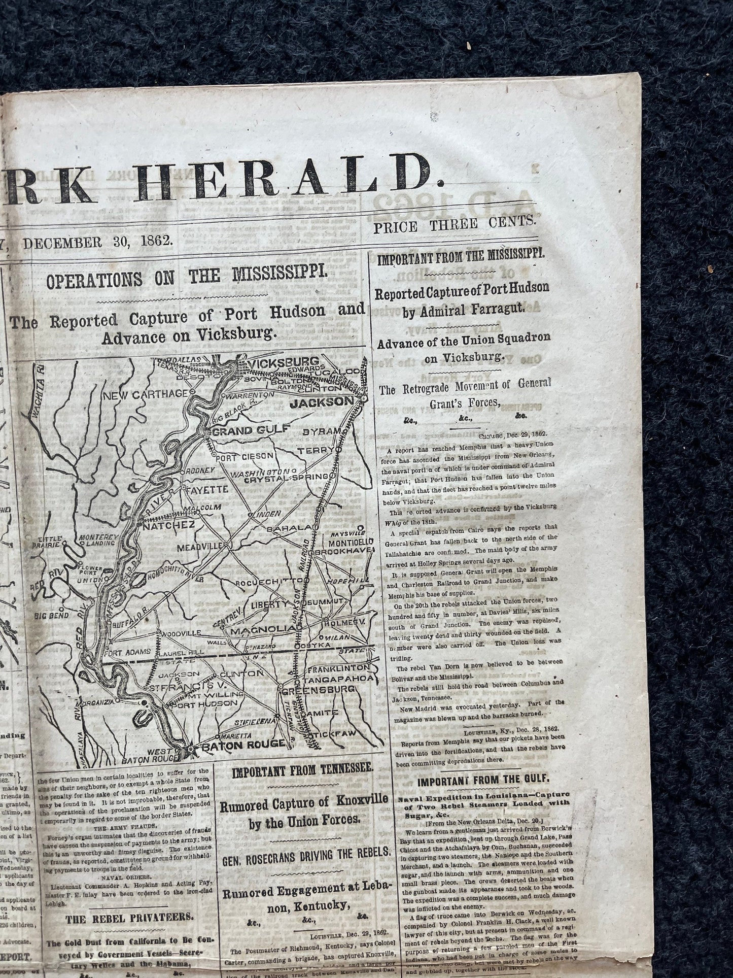 1862 Battle at Fredickburg, Ulysses S Grant Vs Lee, Civil War Map Original Newspaper, Virginia History Memorabilia, Gifts for Dads Civil War