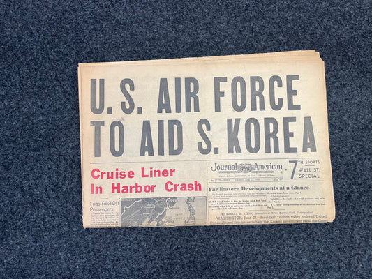 1950 Korean War Memorabilia Newspaper – US Jets Fight to Save Korea –Vintage Original Newspaper, Korean Conflict, South Korean History, US M