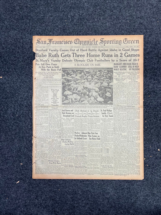 1924 Babe Ruth Sports Section, Babe Ruth Memorabilia Gifts, Vintage Sports Memorabilia, Original Baseball Gifts, Gifts for Husband Dad, Amer