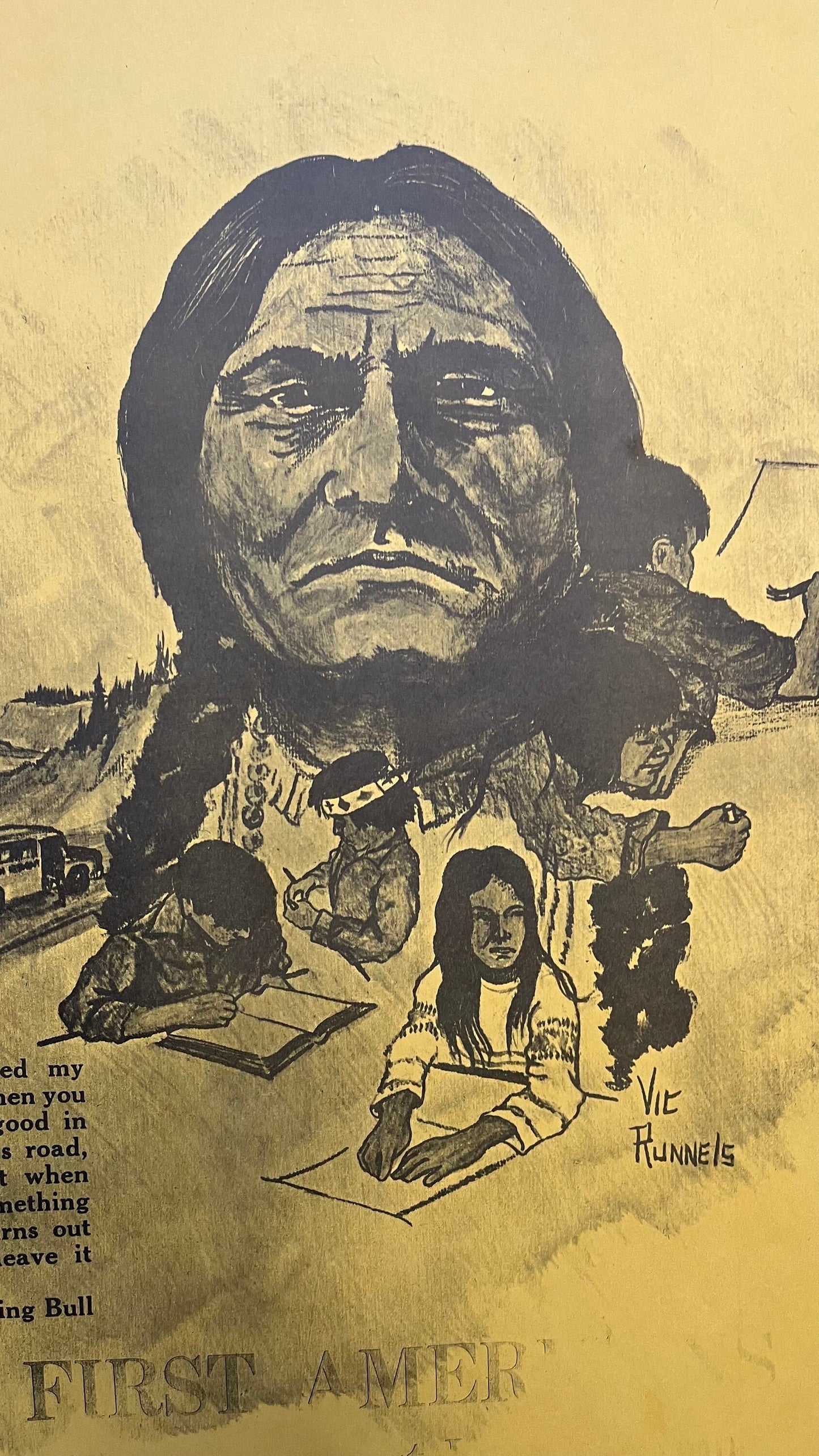 1970s Vic Runnels Native American Education Posters, Sioux Indian Tribe South Dakota Artwork, Indian Artwork and Wall Decor, Education Gifts