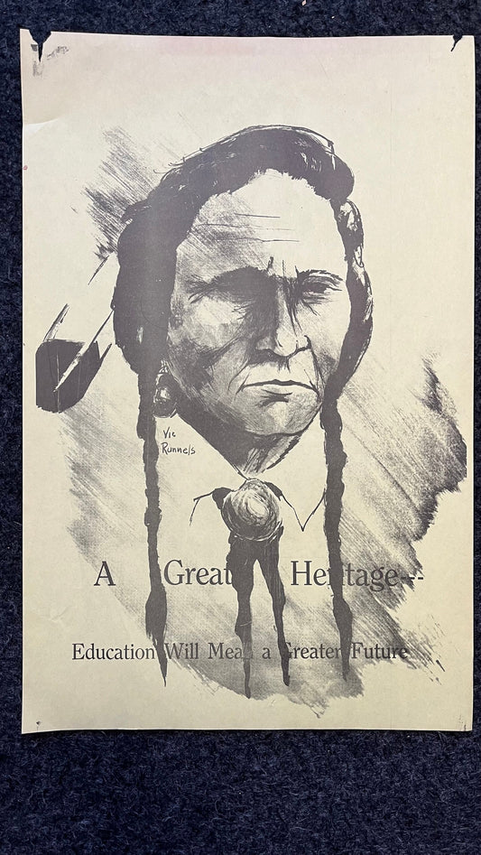 1970s Vic Runnels Native American Education Posters, Sioux Indian Tribe South Dakota Artwork, Indian Artwork and Wall Decor, Education Gifts