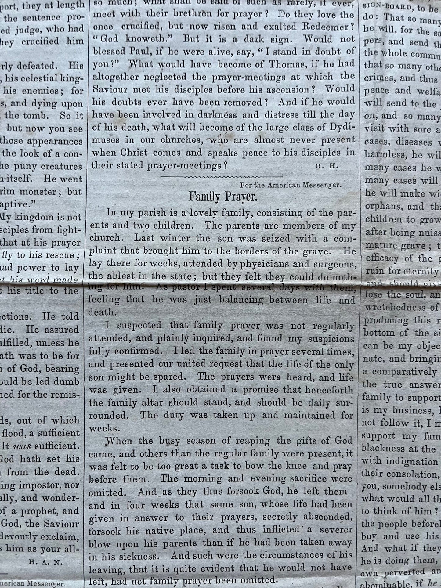 1856 Christian Religious Newspaper, Original Christian Memorabilia, Jesus Prayer and Protestant Wall Decor, Evangelical Art Decor