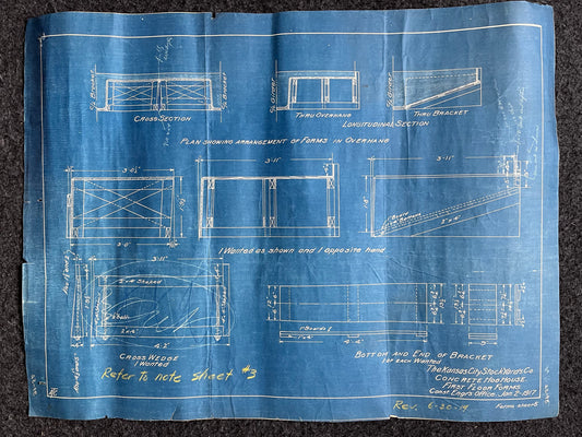 1916 Kansas City Stockyard Hog House Blueprints, Vintage KC Wall Decor, Engineering Farmhouse Wall Decor, Kansas City Souvenirs and Gift