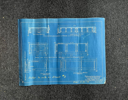 1916 Kansas City Stockyard Hog House Blueprints, Vintage KC Wall Decor, Engineering Farmhouse Wall Decor, Kansas City Souvenirs and Gift