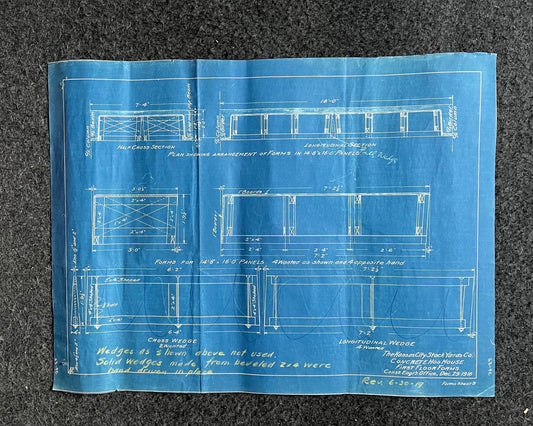 1916 Kansas City Stockyard Hog House Blueprints, Vintage KC Wall Decor, Engineering Farmhouse Wall Decor, Kansas City Souvenirs and Gift