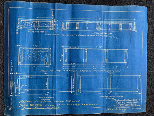 1916 Kansas City Stockyard Hog House Blueprints, Vintage KC Wall Decor, Engineering Farmhouse Wall Decor, Kansas City Souvenirs and Gift