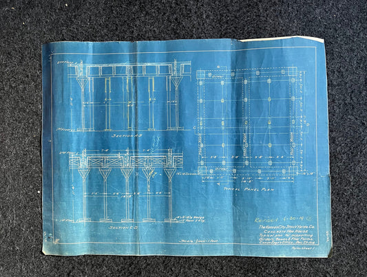 1916 Kansas City Stockyard Hog House Blueprints, Vintage KC Wall Decor, Engineering Farmhouse Wall Decor, Kansas City Souvenirs and Gift
