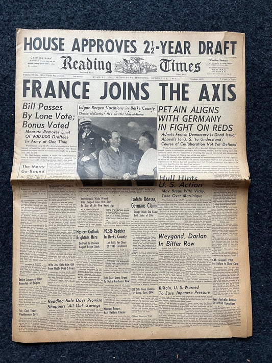 1940 WW2 French Surrender to Germany WW2, French Armistice, WW2 Memorabilia, World War 2 Gifts, Vintage Newspaper, History Gifts, Nerdy Gift