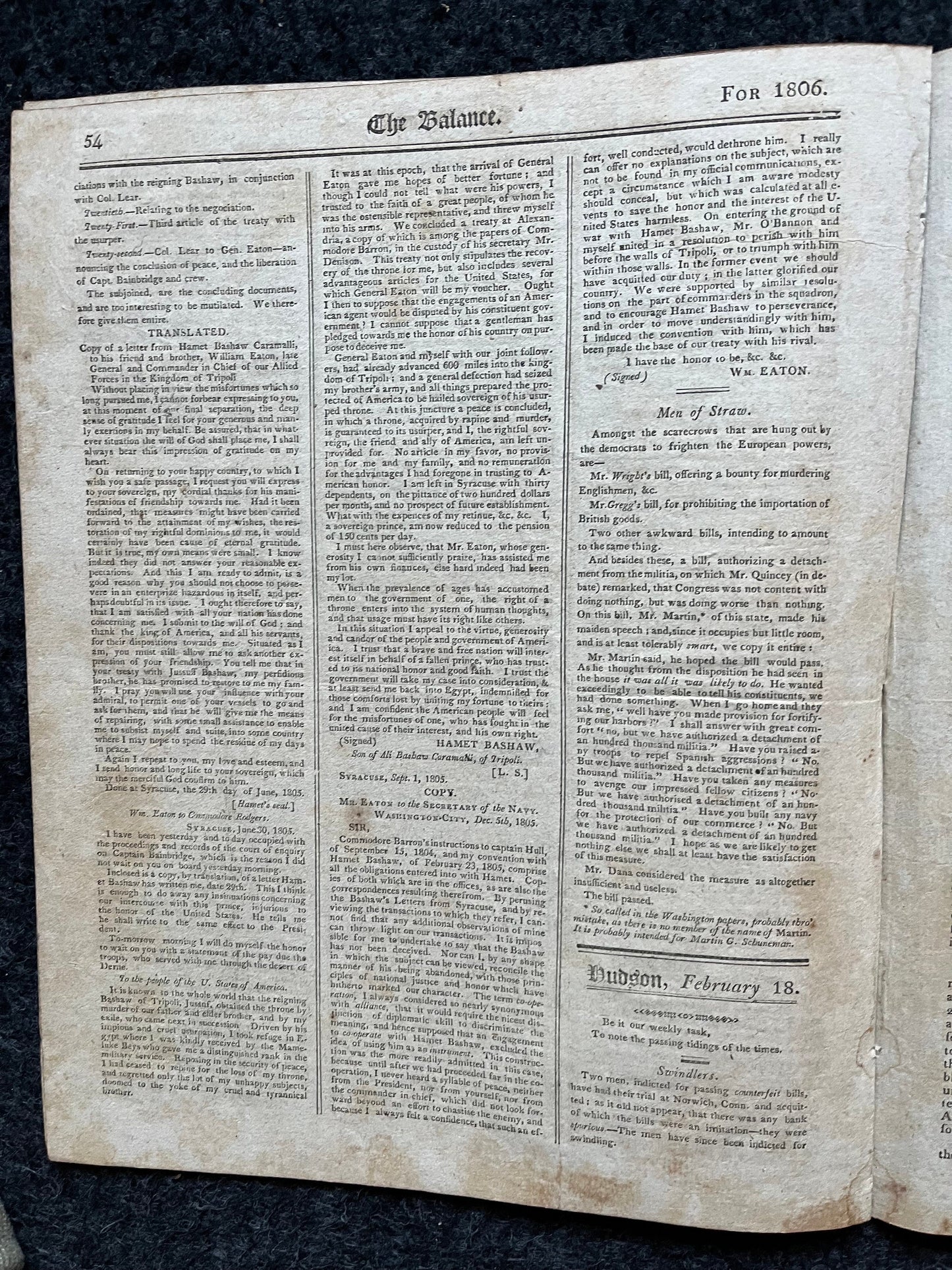 US War of 1812 Day After Declaration of War Original Newspaper, American Military Gifts Vintage United States History, Andrew Jackson