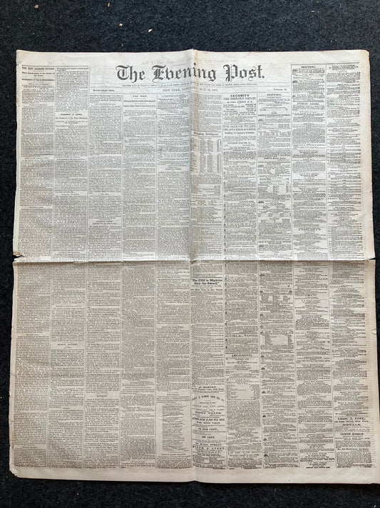 1862 Battle of New Orleans, May 10th 1862 Original Civil War Newspaper New Orleans History Memorabilia, Gifts for Dads Civil War Memorabilia