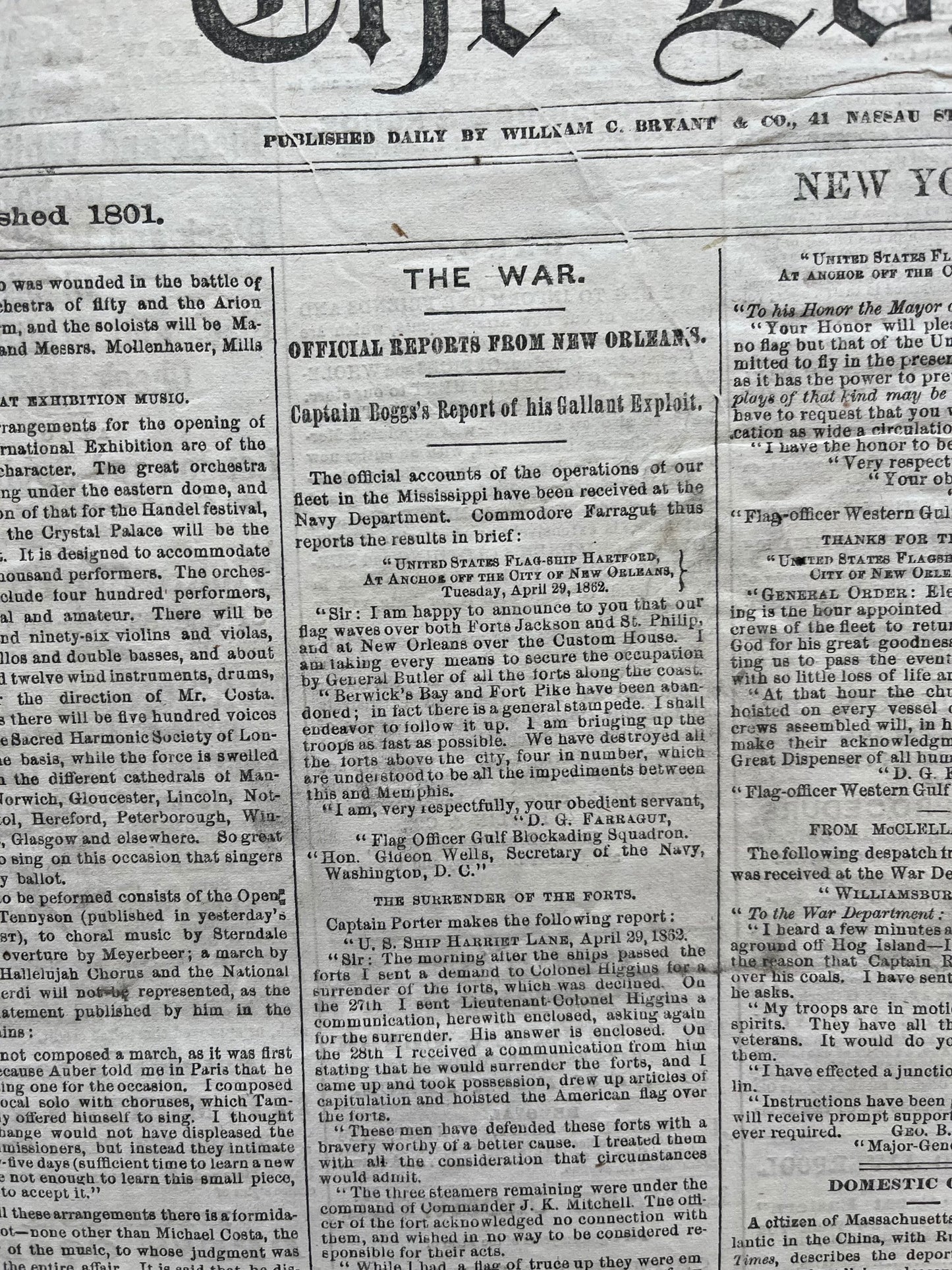1862 Battle of New Orleans, May 10th 1862 Original Civil War Newspaper New Orleans History Memorabilia, Gifts for Dads Civil War Memorabilia
