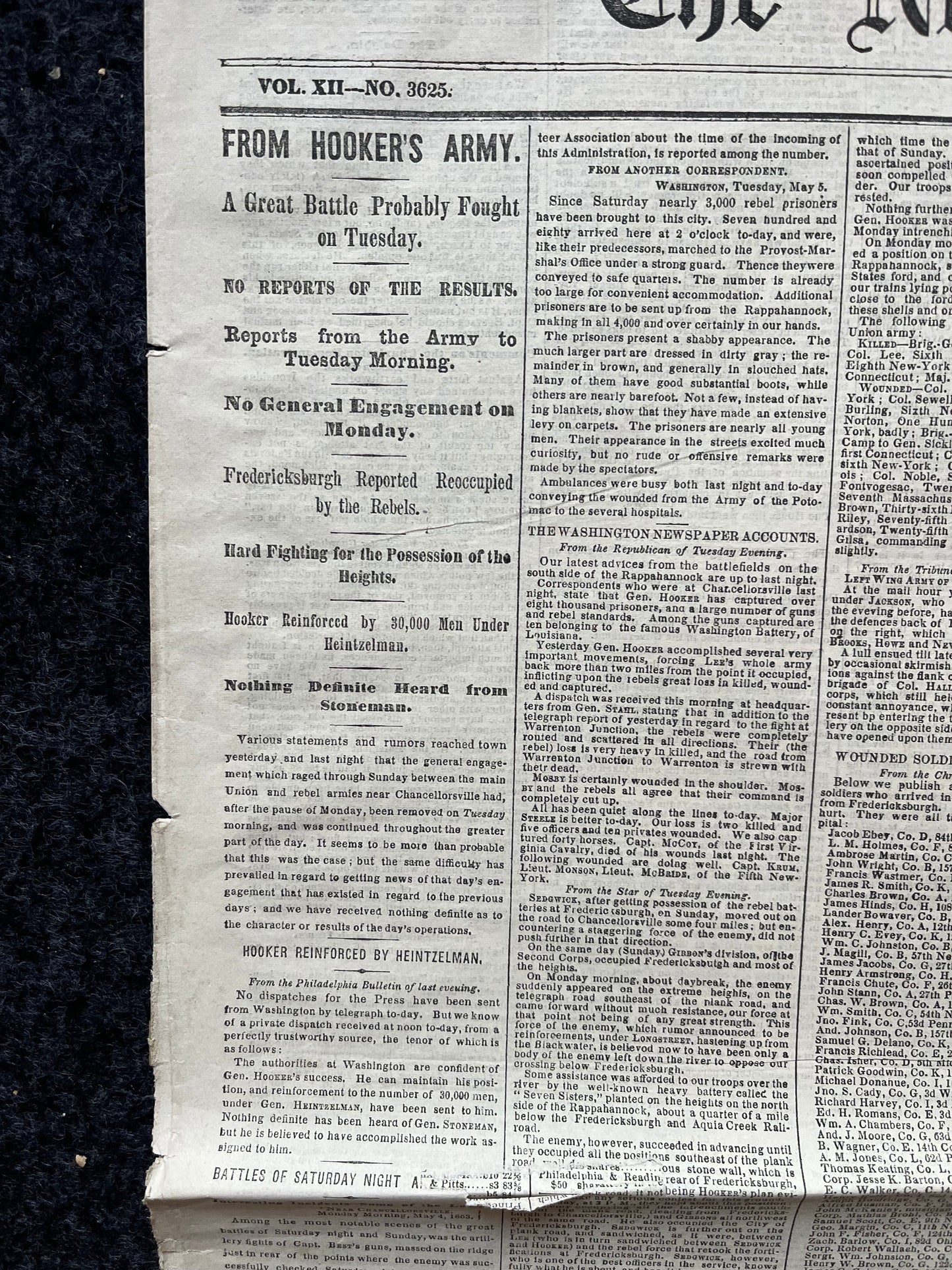 1863 Battle of Chancellorsville, Lees Perfect Victory over Union Forces, Original Civil War Newspaper, History Memorabilia, Gifts for Dads