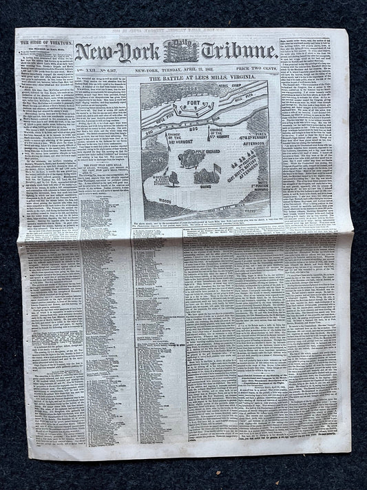 1862 Battle At Lees Mill, Famous Civil War Battle, Civil War Map Original Newspaper, Virginia History Memorabilia, Gifts for Dads Civil War