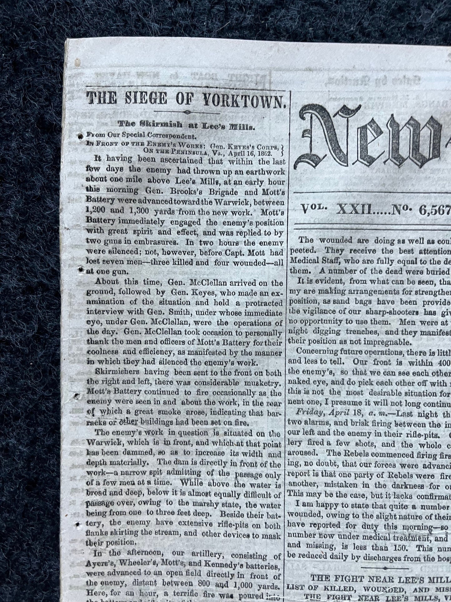 1862 Battle At Lees Mill, Famous Civil War Battle, Civil War Map Original Newspaper, Virginia History Memorabilia, Gifts for Dads Civil War