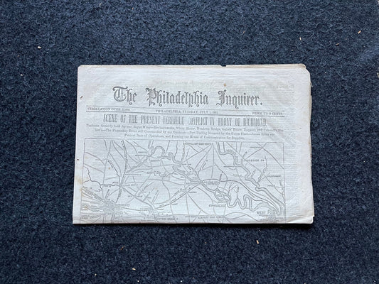 1862 Seven Days Battle of Virginia, Lee Triumphs over GAR, Civil War Map Original Newspaper, Virginia History Memorabilia, Gifts for Dads