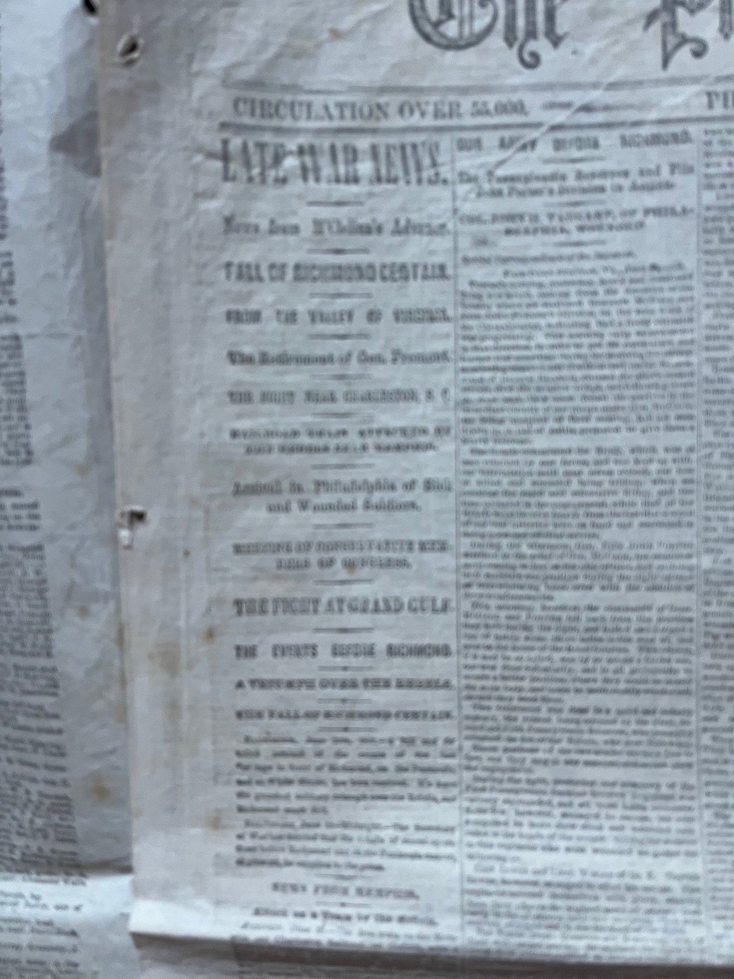 1862 Seven Days Battle of Virginia, Lee Triumphs over GAR, Civil War Map Original Newspaper, Virginia History Memorabilia, Gifts for Dads