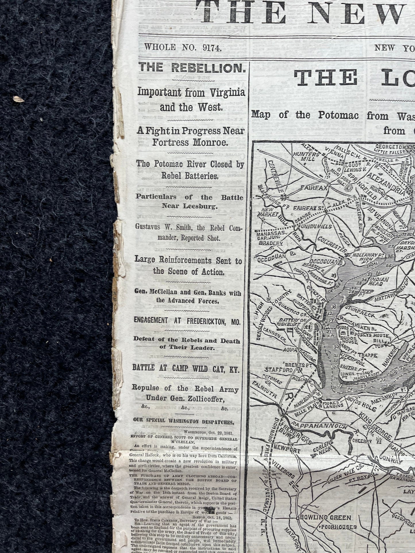 1861 Battle of Frederickton, Civil War Map Original Newspaper, Missouri History Memorabilia, Gifts for Dads Civil War Decor, Reenactment Gi