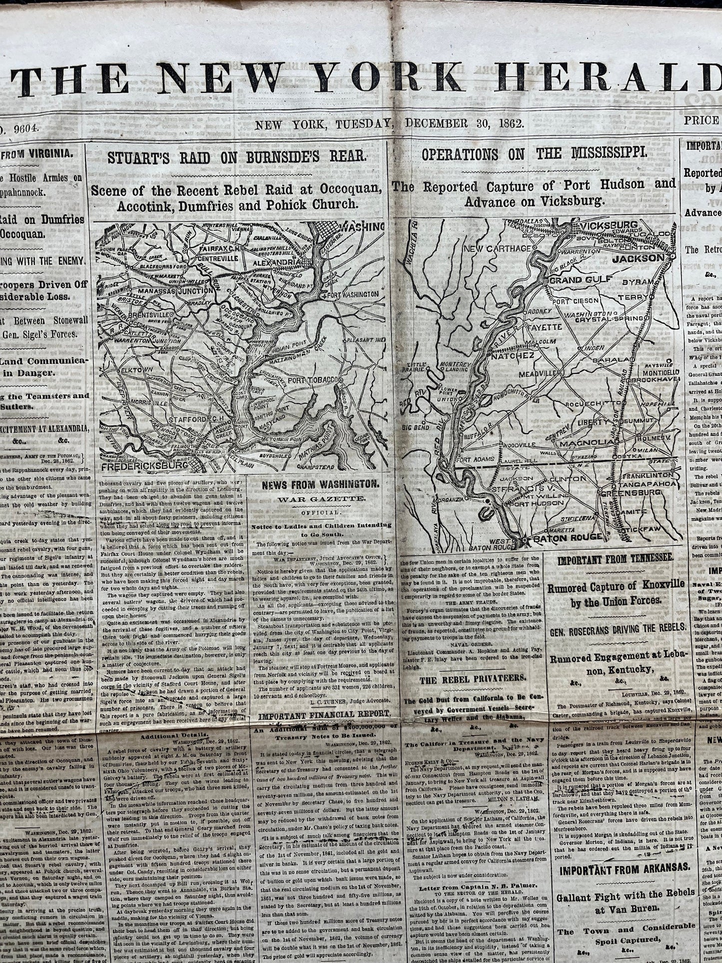 1862 Battle at Fredickburg, Ulysses S Grant Vs Lee, Civil War Map Original Newspaper, Virginia History Memorabilia, Gifts for Dads Civil War