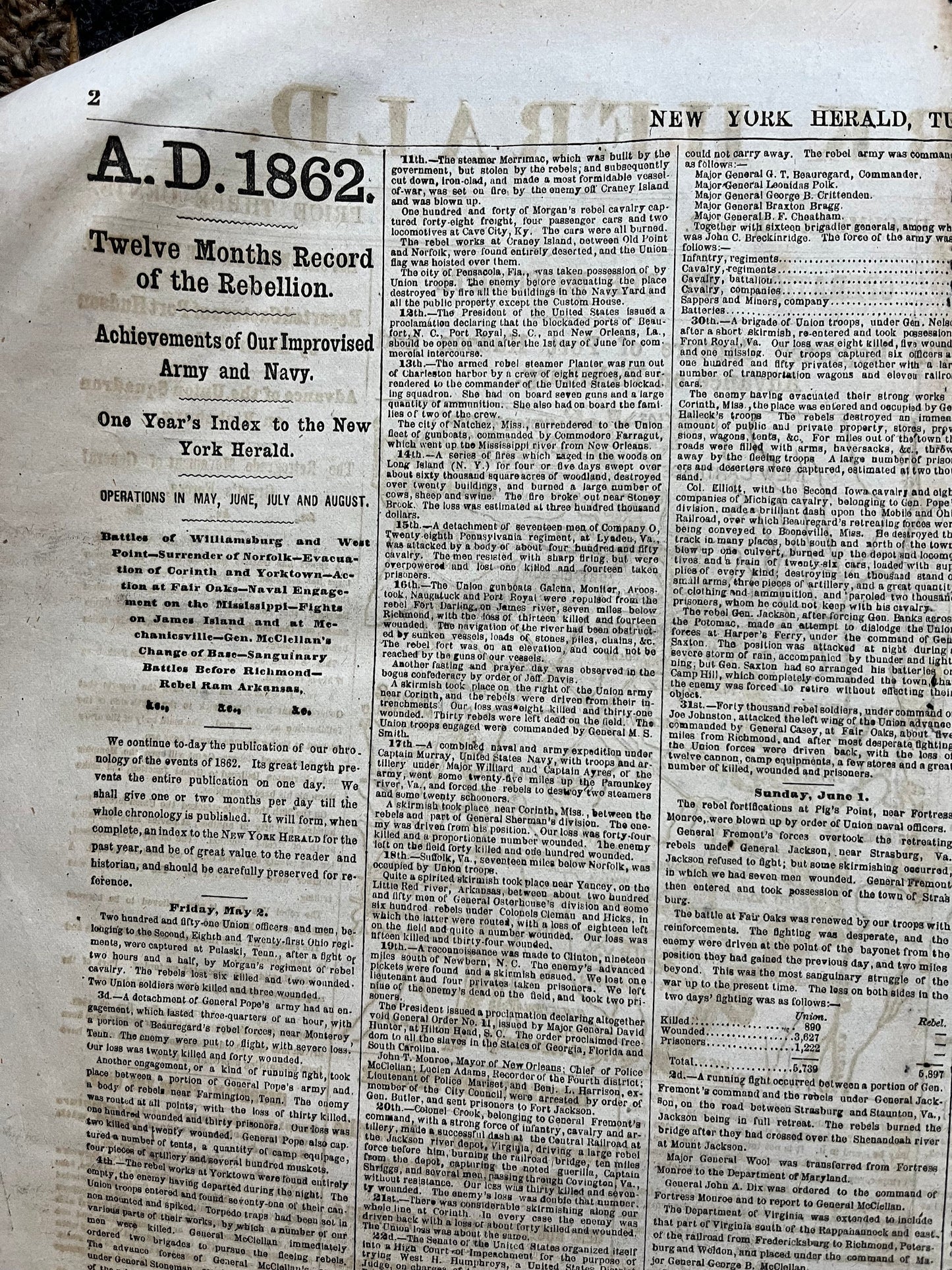 1862 Battle at Fredickburg, Ulysses S Grant Vs Lee, Civil War Map Original Newspaper, Virginia History Memorabilia, Gifts for Dads Civil War