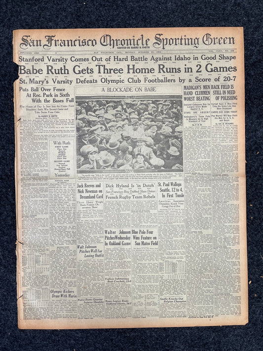1924 Babe Ruth Sports Section, Babe Ruth Memorabilia Gifts, Vintage Sports Memorabilia, Original Baseball Gifts, Gifts for Husband Dad, Amer